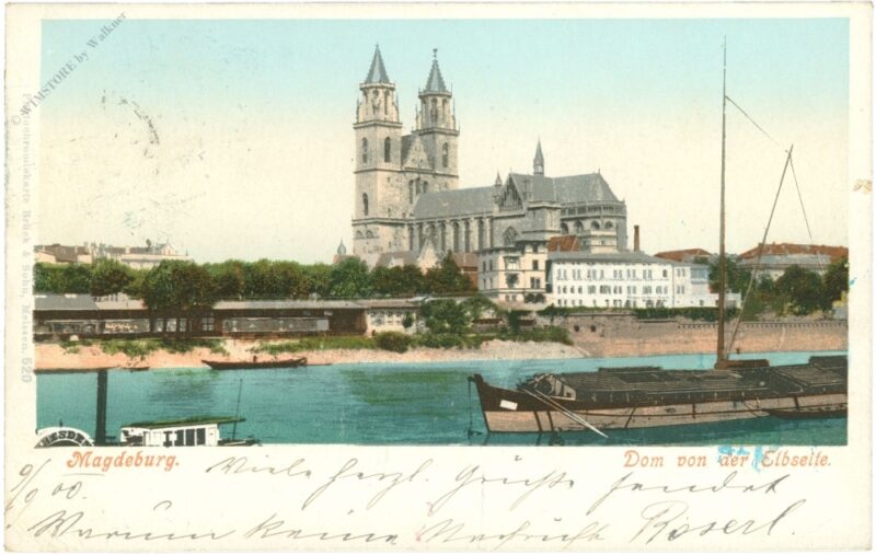 magdeburg, dom von der elbseite magdeburg, dom von der elbseite