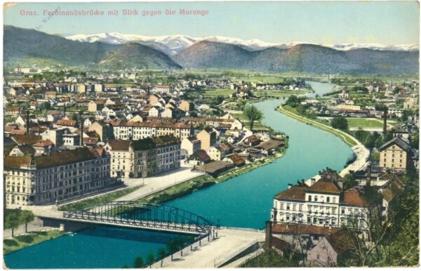 graz, ferdinandsbrücke mit blick gegen die murenge
