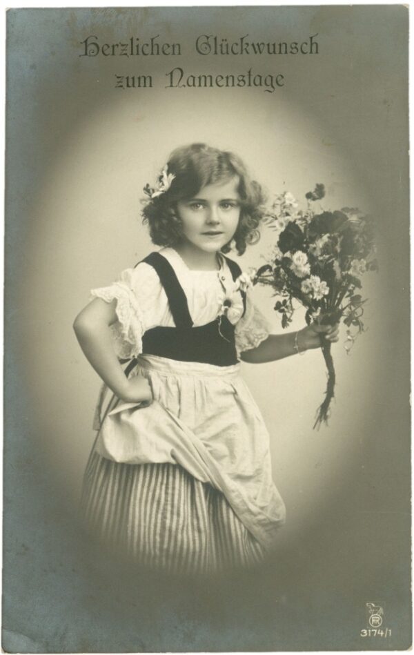 namenstag, mädchen mit blumen