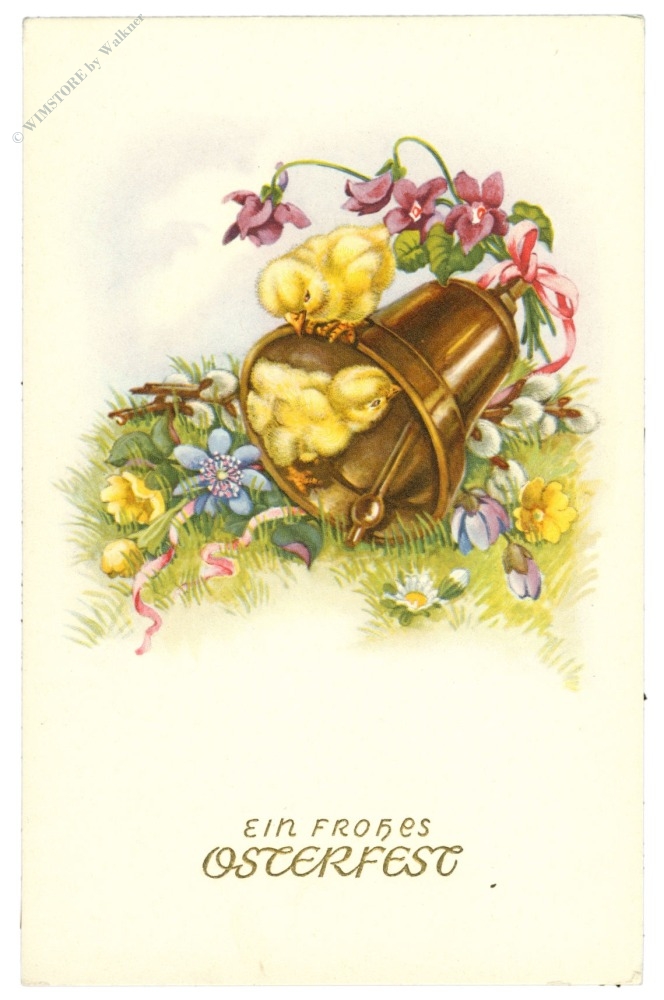ostern, küken spielen in einer glocke ostern, küken spielen in einer glocke
