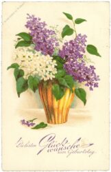 geburtstag, fliederblüten in vase