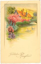 pfingsten, landschaft mit schwan