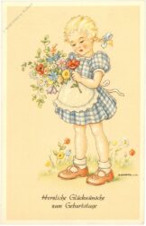 geburtstag, mädchen mit blumenstrauß