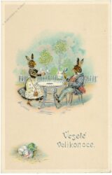 ostern, osterhasen bei tisch