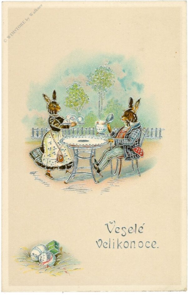 ostern, osterhasen bei tisch