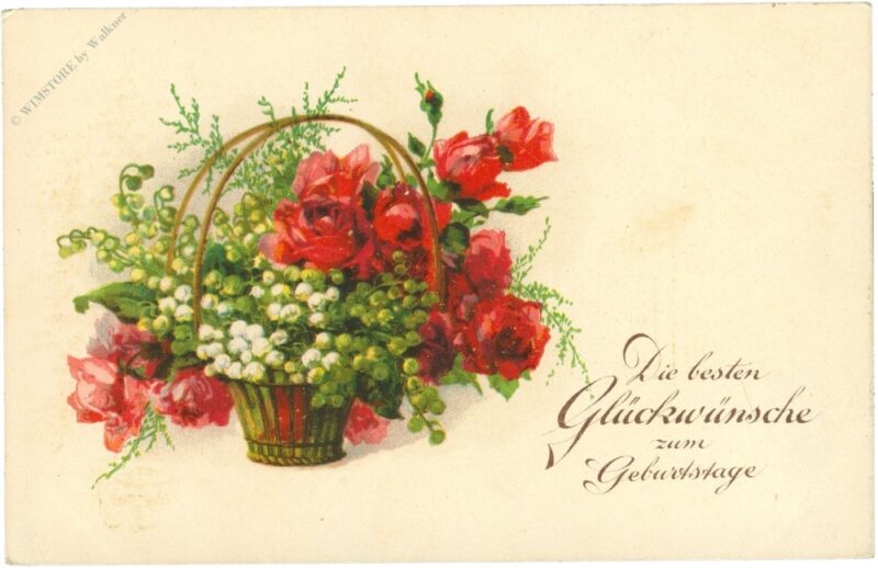 geburtstag, korb mit blumen geburtstag, korb mit blumen