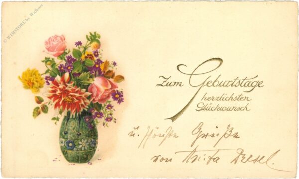 geburtstag, blumenvase