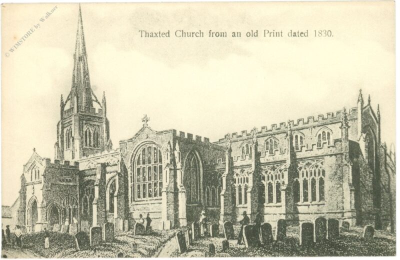 thaxted, church from an old print dated 1830 thaxted, church from an old print dated 1830