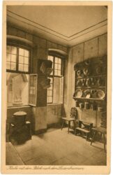 frankfurt, goethehaus, küche mit dem blick nach dem luisenbrunnen