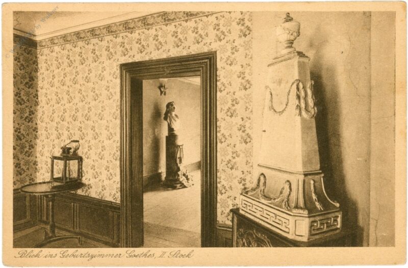 frankfurt, goethehaus, blick ins geburtszimmer goethes, ii. stock frankfurt, goethehaus, blick ins geburtszimmer goethes, ii. stock