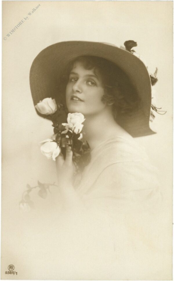 dame mit hut und rosen
