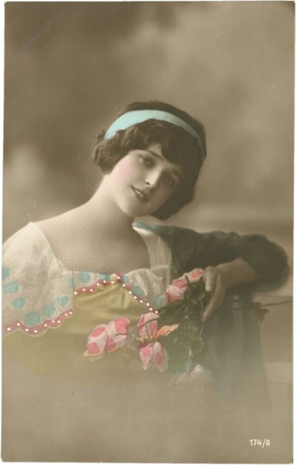 dame mit blumen