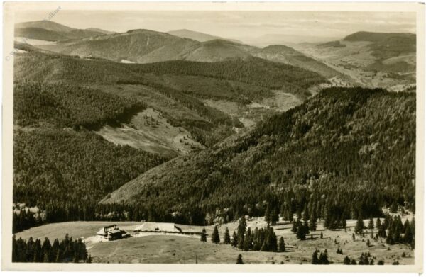 feldberg, blick vom feldberg auf todtnauerhütte und wiesental