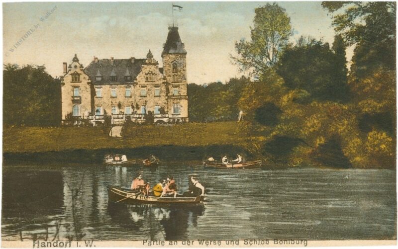 münster, handorf i.w., partie an der werse und schloss boniburg