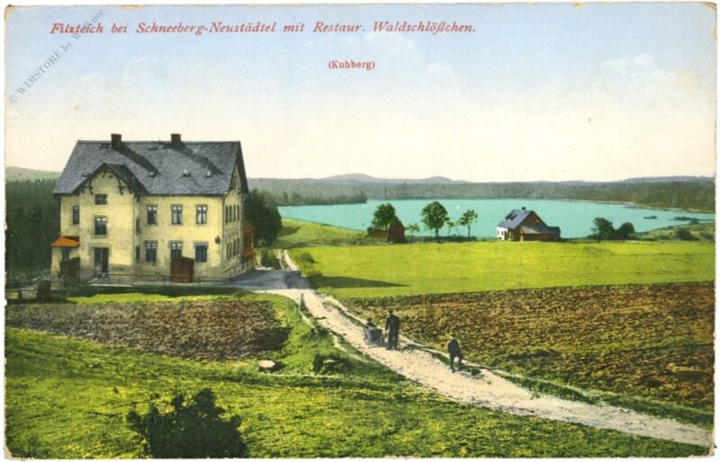 schneeberg neustädtel, filzteich mit restaur. waldschlößchen schneeberg neustädtel, filzteich mit restaur. waldschlößchen