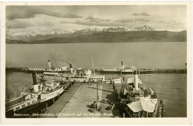 bodensee, dampferhafen mit aussicht auf die schweizer berge bodensee, dampferhafen mit aussicht auf die schweizer berge