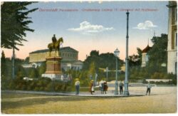 darmstadt, paradeplatz großherzog ludwig iv. denkmal mit hoftheater