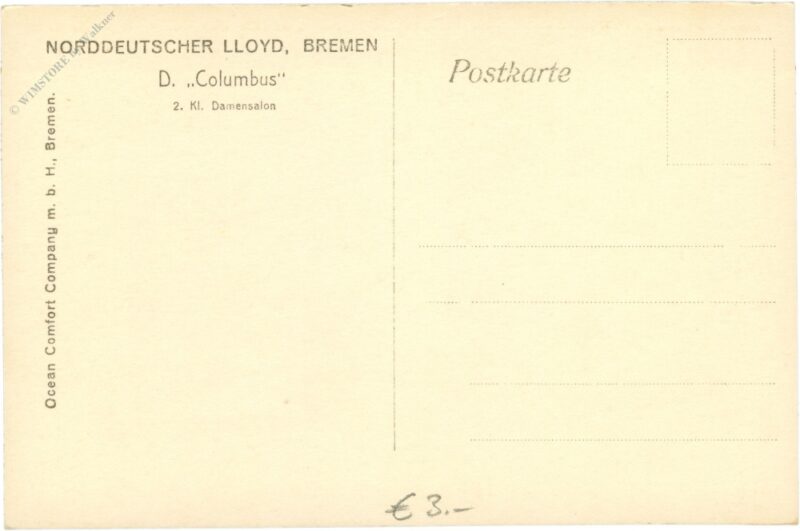 bremen, norddeutscher lloyd, d. columbus, 2. kl. damensalon
