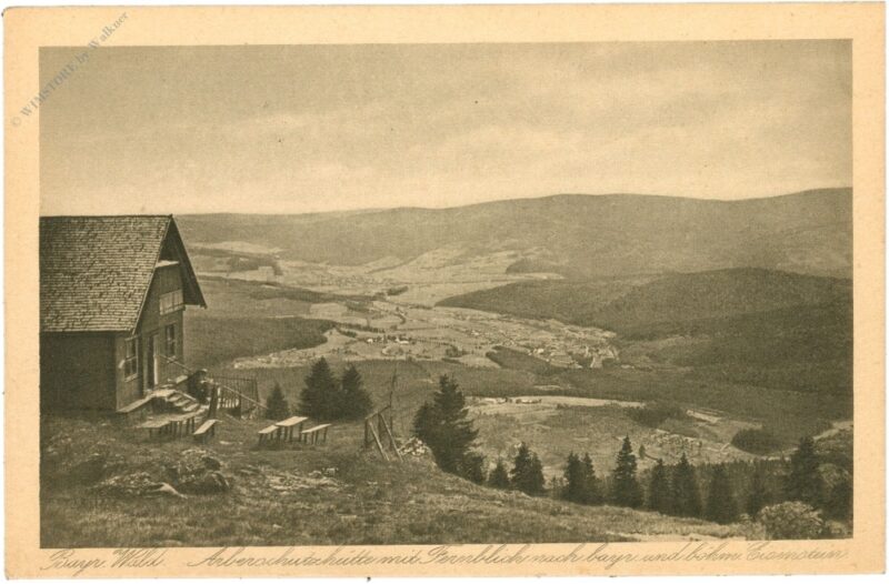 bayr. wald, arberschutzhütte mit fernblick bayr. wald, arberschutzhütte mit fernblick