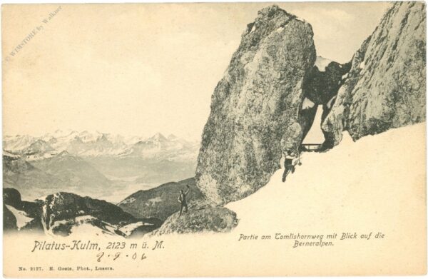 pilatus kulm, partie am tomlishornweg mit blick auf die berner alpen