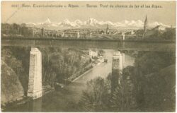 bern, eisenbahnbrücke und alpen