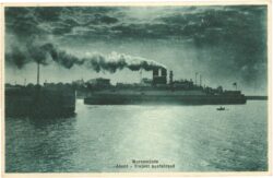 warnemünde, abend, trajekt ausfahrend