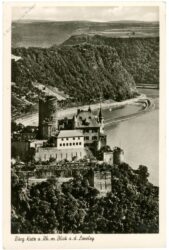 st. goarshausen, burg katz am rhein mit loreley