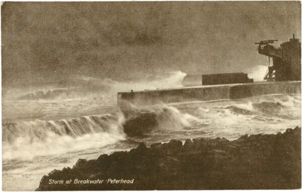 peterhead, storm at breakwater