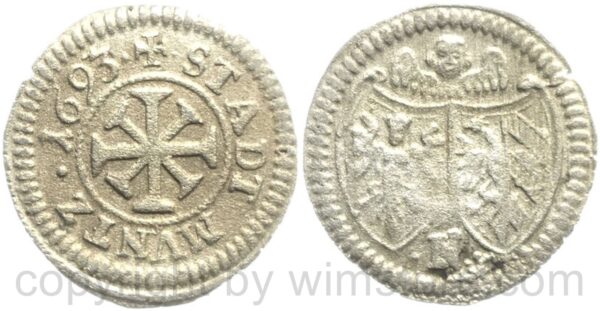 nürnberg, 1 kreuzer 1693, billon, ss, rauher schrötling