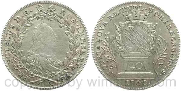nürnberg, 20 kreuzer 1760, silber, ss, justiert