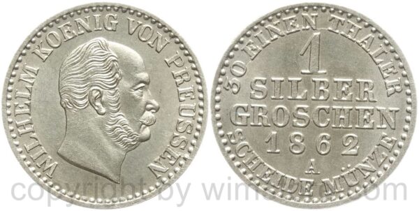 preussen, 1 silbergroschen 1862, silber, vz preussen, 1 silbergroschen 1862, silber, vz