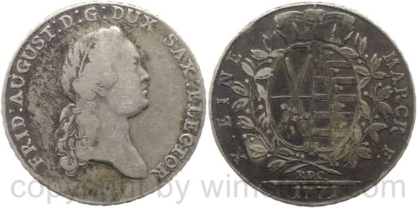 sachsen albertinische linie, friedrich august iii. 1763 1806, taler 1771 edc, silber, s ss