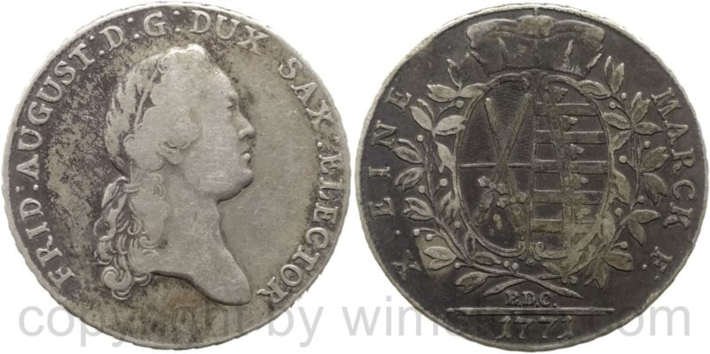 sachsen albertinische linie, friedrich august iii. 1763 1806, taler 1771 edc, silber, s ss