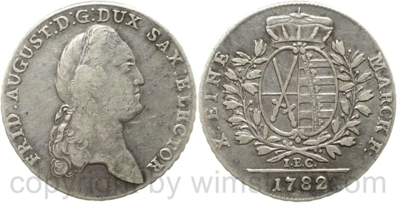 sachsen albertinische linie, friedrich august iii. 1763 1806, taler 1782 iec, silber, s ss