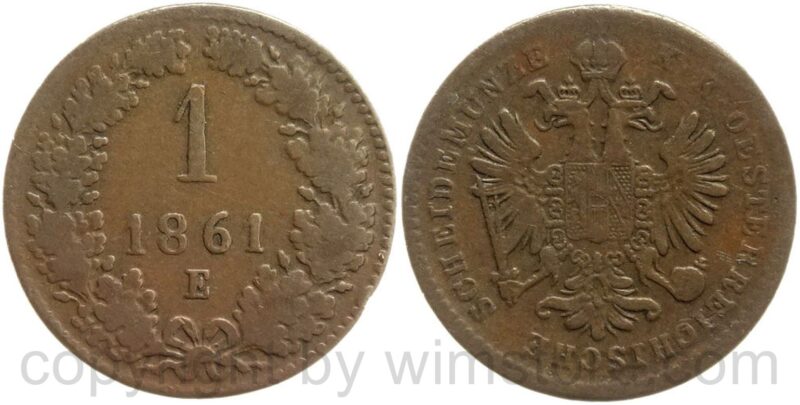 franz josef i., 1 kreuzer 1861 e, kupfer, s ss franz josef i., 1 kreuzer 1861 e, kupfer, s ss