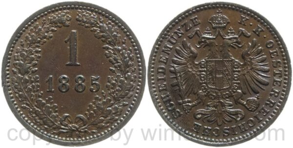 franz josef i., 1 kreuzer 1885, kupfer, vz, winz. rs.