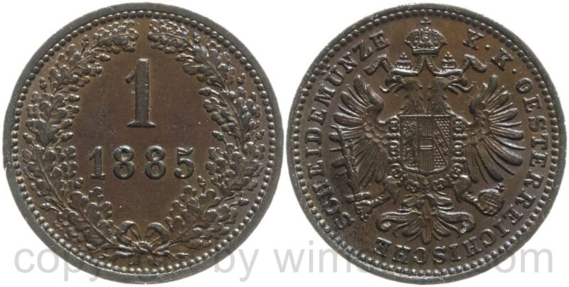 franz josef i., 1 kreuzer 1885, kupfer, vz, winz. rs.