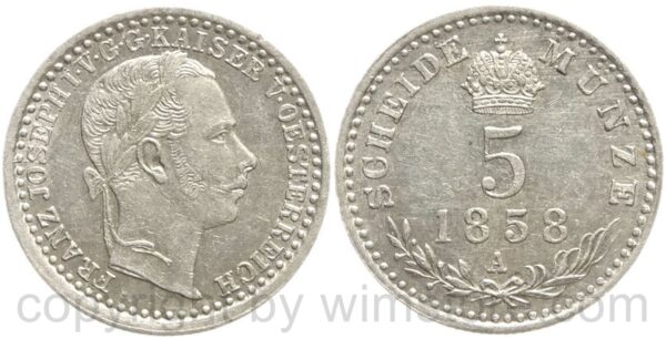 franz josef i., 5 kreuzer 1858 a, silber, ss vz