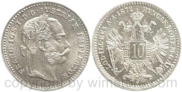 franz josef i., 10 kreuzer 1871, silber, st