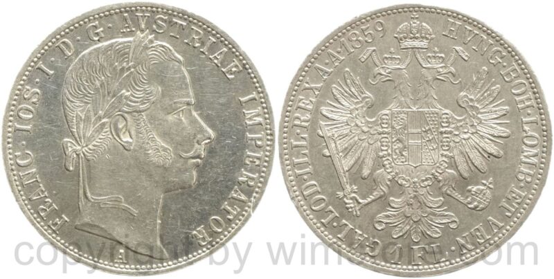 franz josef i., 1 gulden 1859 a, silber, vz