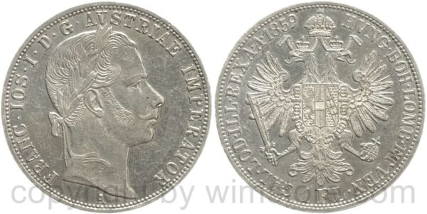 franz josef i., 1 gulden 1859 a, silber, ss franz josef i., 1 gulden 1859 a, silber, ss