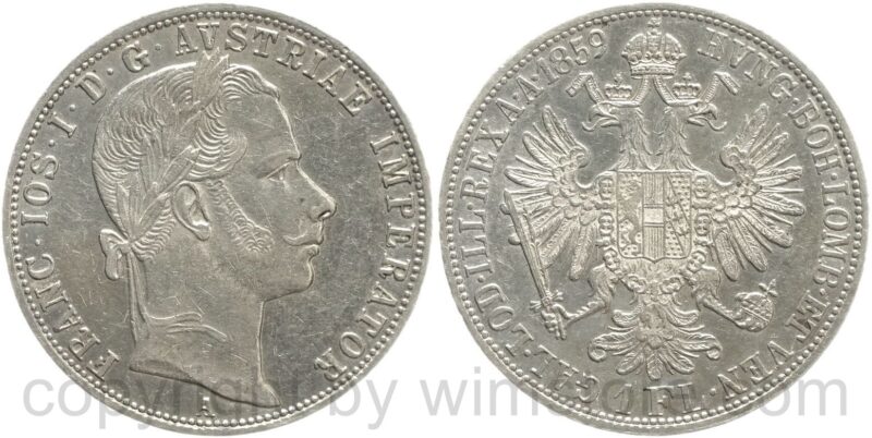 franz josef i., 1 gulden 1859 a, silber, ss franz josef i., 1 gulden 1859 a, silber, ss