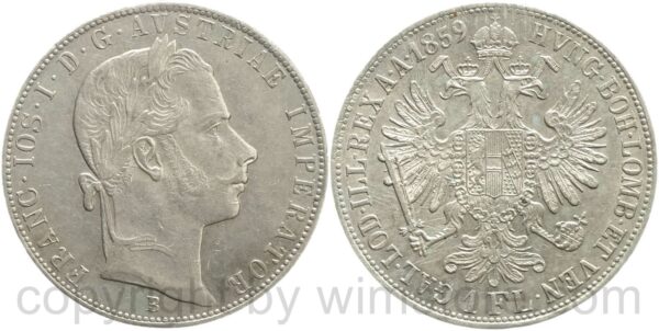 franz josef i., 1 gulden 1859 b, silber, ss franz josef i., 1 gulden 1859 b, silber, ss