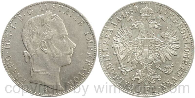 franz josef i., 1 gulden 1859 b, silber, ss