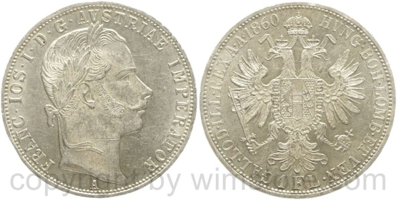 franz josef i., 1 gulden 1860 a, silber, ss vz franz josef i., 1 gulden 1860 a, silber, ss vz