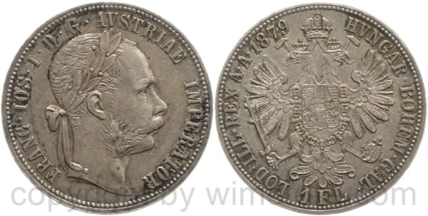 franz josef i., 1 gulden 1879, silber, ss vz, schöne dunkelung