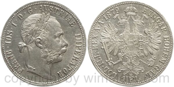 franz josef i., 1 gulden 1879, silber, ss vz franz josef i., 1 gulden 1879, silber, ss vz