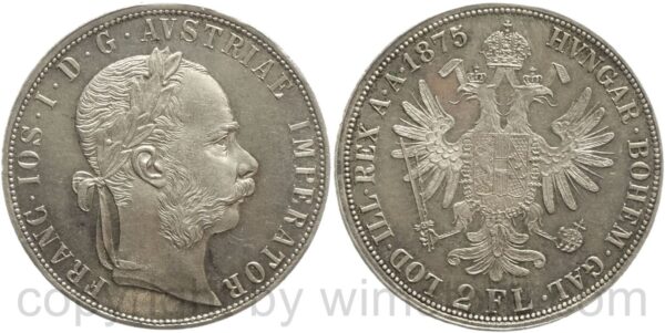 franz josef i., 2 gulden 1875, silber, vz franz josef i., 2 gulden 1875, silber, vz