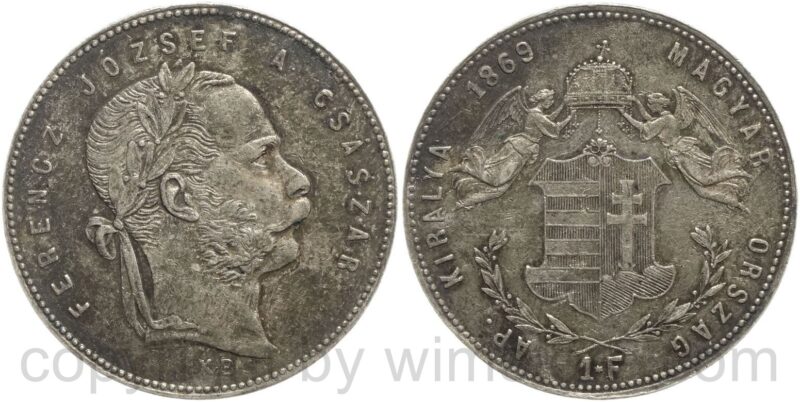 franz josef i., 1 forint 1869 kb, silber, ss
