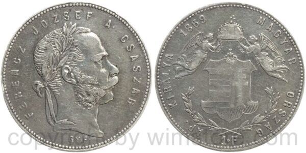 franz josef i., 1 forint 1869 g.y.f., silber, ss